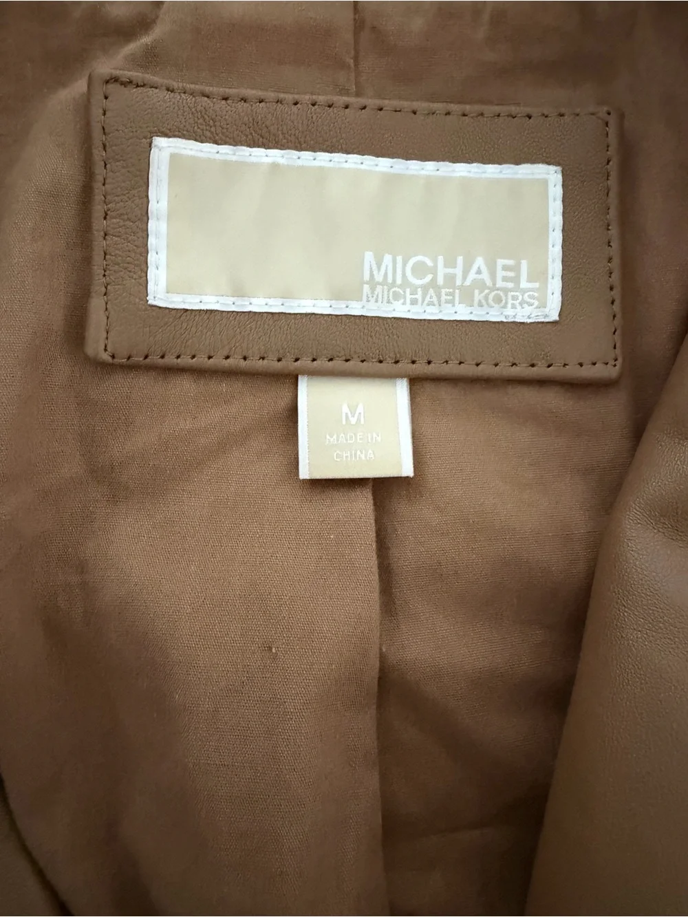 Michael Kors Caramel Brown Leather Moto Jacket